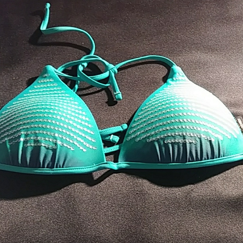 Ninety Six Degrees String Bathing Suit Top Green S